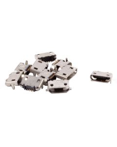 uxcell 10 Pcs USB Standard Micro Type B Female Jack 5 Pin, Metal Charging Port Socket Angle Dip Repair Replacement Parts for SMT Solder Plug Connector Smartphone Accessories