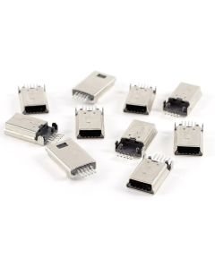 uxcell 10 Pcs Mini USB Type B Male 180 Degree 5-Pin SMD SMT Solder Jack Connector